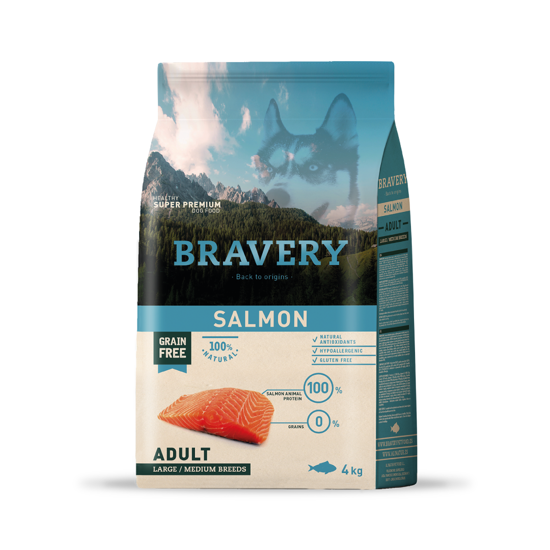 Bravery Salmon Adulto Perro Razas medianas y grandes 4 kg - 12 kg
