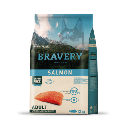 Bravery Salmon Adulto Perro Razas medianas y grandes 4 kg - 12 kg